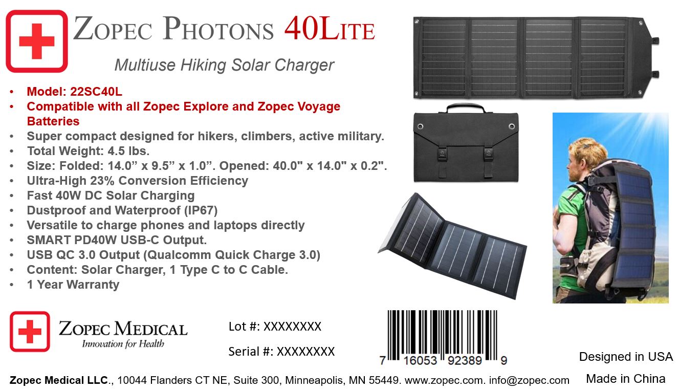Zopec PHOTONS 40LITE SMART Solar Charger