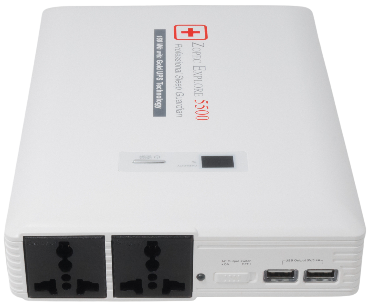White power supply unit with multiple ports on a transparent background