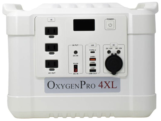 OxygenPro 4XL power station with multiple ports on a white background