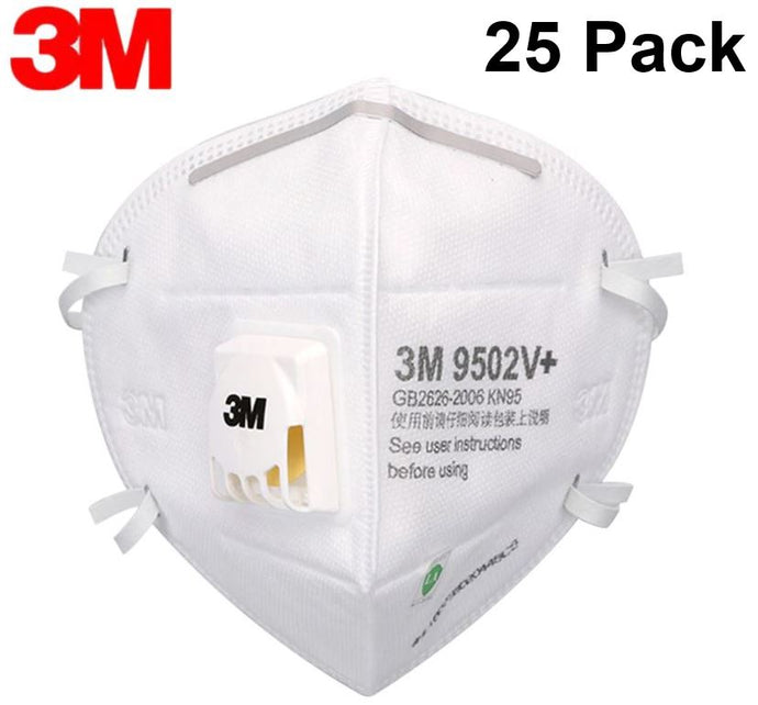 3M KN95 Particulate Respirator 9502V+ with Exhalation Valve (Pack of 25) - Equivalent as US NIOSH N95 Performance