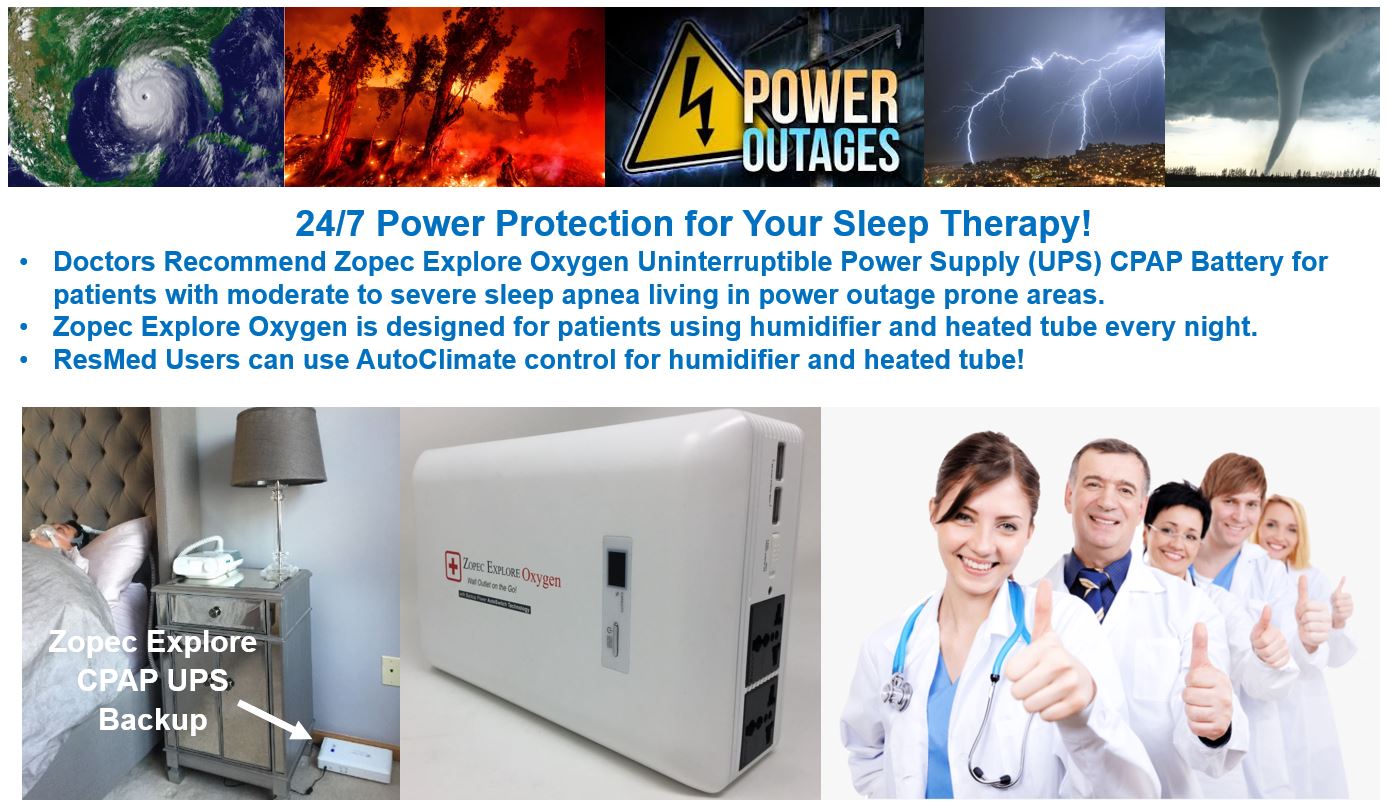Zopec EXPLORE Oxygen Universal CPAP/BPAP UPS Backup Battery (for Using Both Humidifier and Heated Tube)
