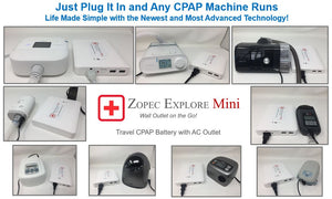 Zopec EXPLORE Mini Universal Travel CPAP Battery. (up to 1.5 nights) - Only 1.5 lb and 1" Thin!