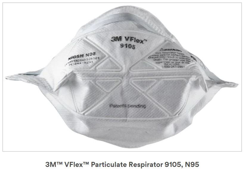 3M 9105 VFlex N95 Particulate Respirators (Headband, No Valve) - CDC NIOSH Approved