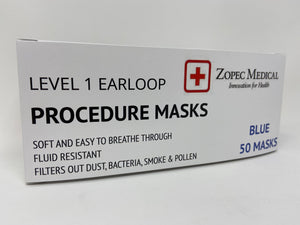 Size Small - Level 1 Procedure Masks (Box of 50) by Zopec Medical