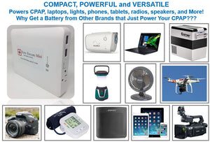 Zopec EXPLORE Mini Universal Travel CPAP Battery. (up to 1.5 nights) - Only 1.5 lb and 1" Thin!
