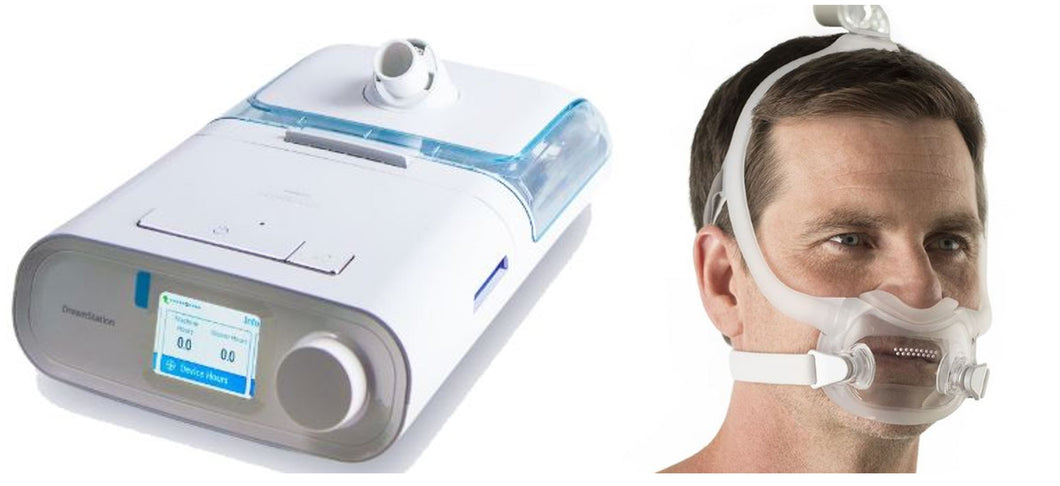 Bundle Deal: DreamStation Auto CPAP Machine (DSX500T11C) and DreamWear Full Face Mask Fit-Pack (1113400) by Philips Respironics