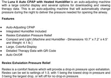 Luna II Auto CPAP Machine (LG2A00) with Heated Humidifier by 3B Medical