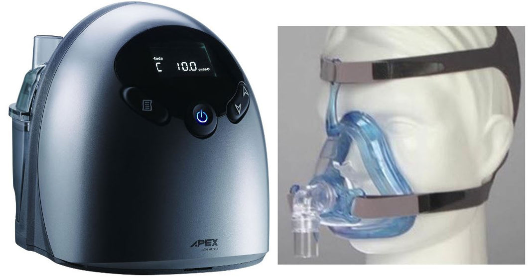 Bundle Deal: iCH II Auto CPAP Machine (SF07109) and Ascend Full Face Mask System (50825) by Apex Medical and Sleepnet