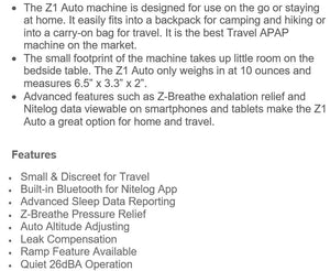 Z1 Auto Travel CPAP Machine (HD60-1007) by Breas Medical