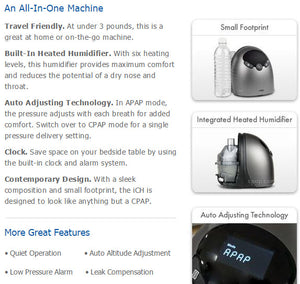 Bundle Deal: iCH II Auto CPAP Machine (SF07109) and Ascend Full Face Mask System (50825) by Apex Medical and Sleepnet
